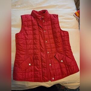 Jones New York Vibrant Red Quilted Vest Outerwear